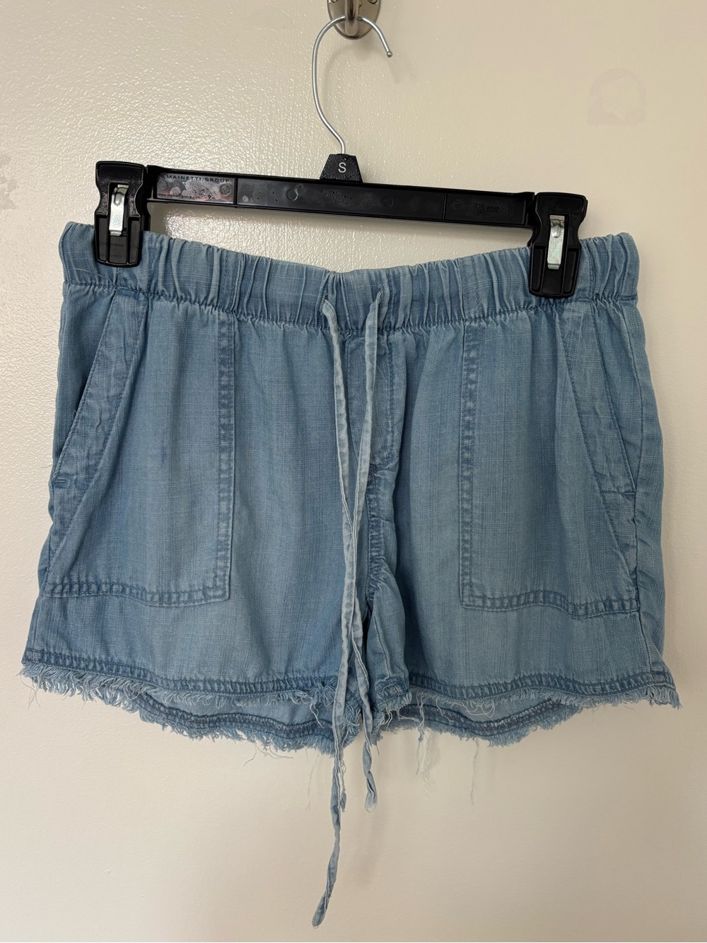 For The Republic Light Blue Boyfriend Denim-Style Drawstring Shorts